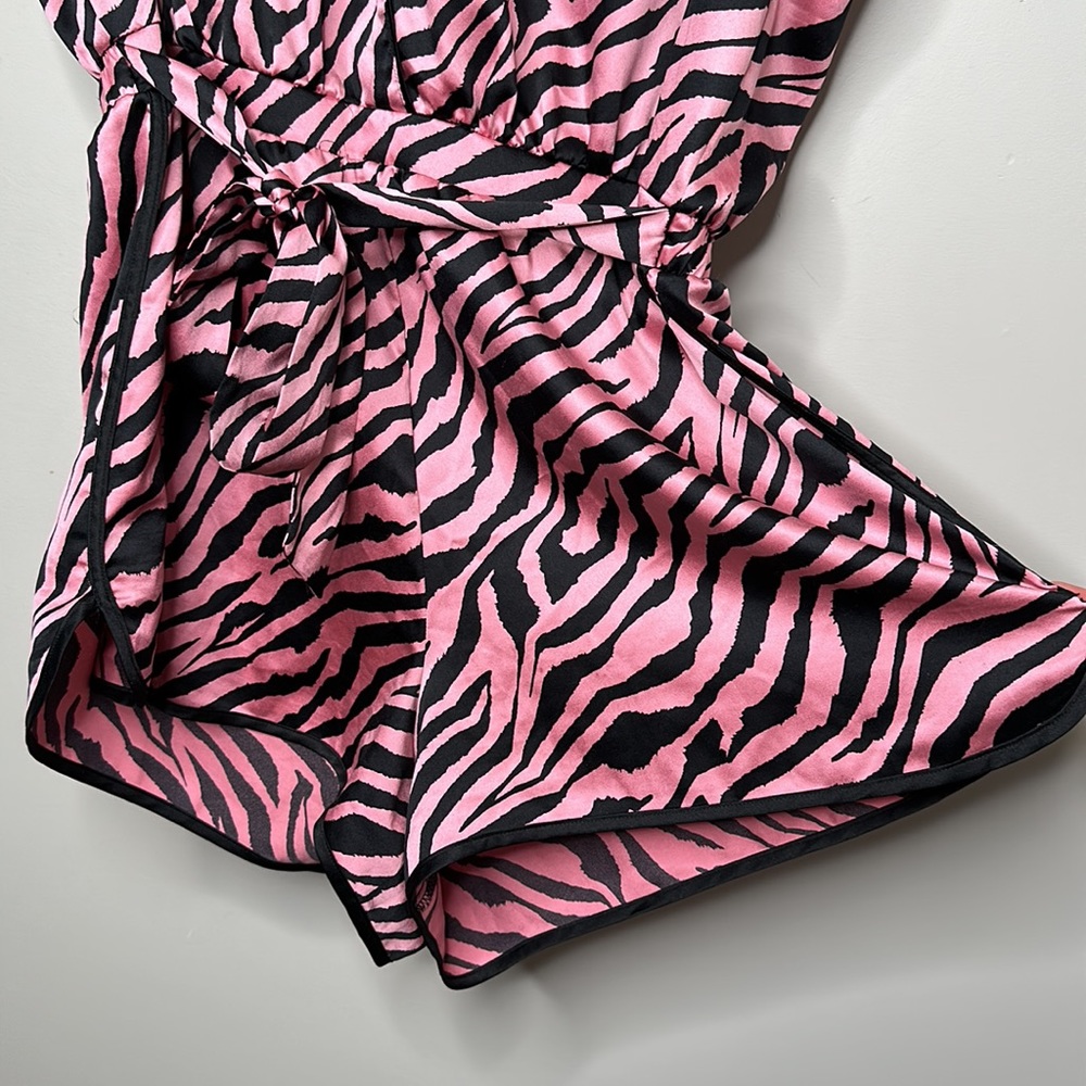 Victoria’s Secret Satin Pink Zebra Print Sleep Romper - Picture 7 of 12